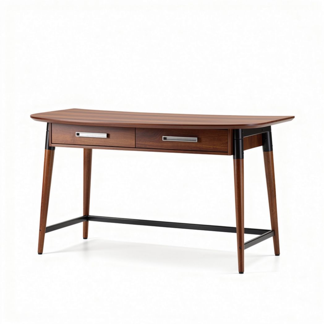 Mesa de escritório moderna em madeira de carvalho com 2 gavetas 120 x 60 x 75cm