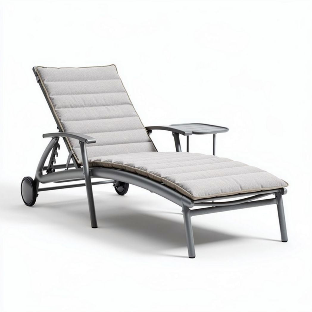 Cadeirinha de relaxamento dobrável em alumínio com almofada cinza 150 x 70 x 90cm