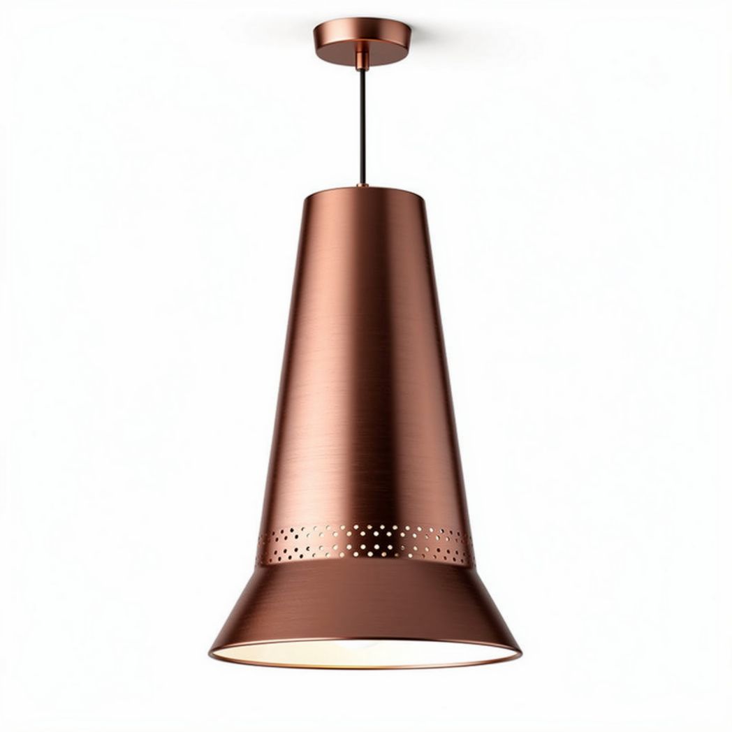 Luminária suspensa de metal cobre 30 x 30 x 50cm para iluminação interna